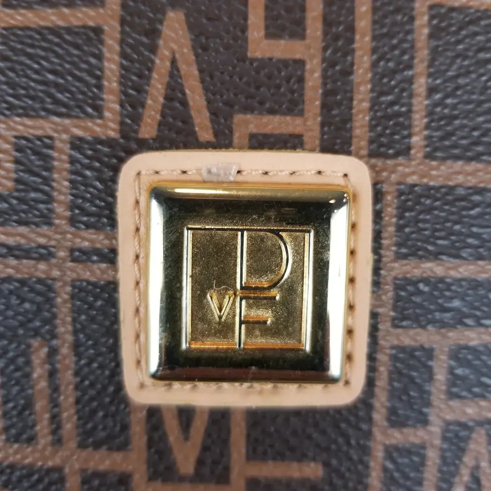 Diane Von Furstenberg Canvas Coated Brown Logo Signature Tote Bag